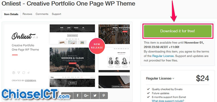 tạo tài khoản và download theme free trên themeforest 4