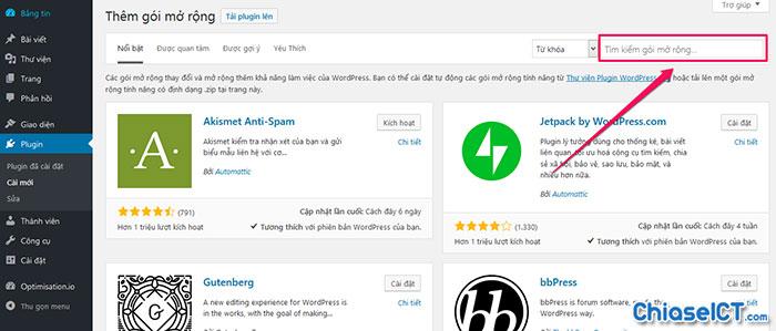 cài đặt plugin wordpress 2