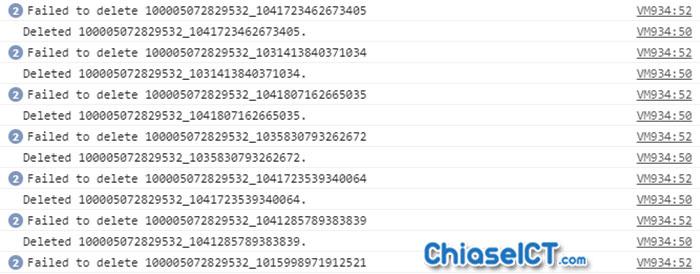 lỗi xóa bài đăng facebook
