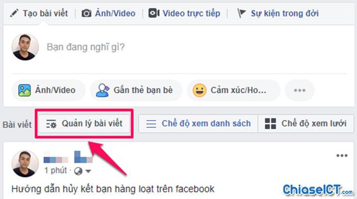 quản lý bài đăng facebook