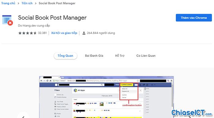 tiện ích social book post manager