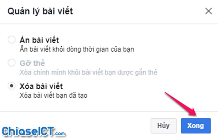 xóa bài viết facebook